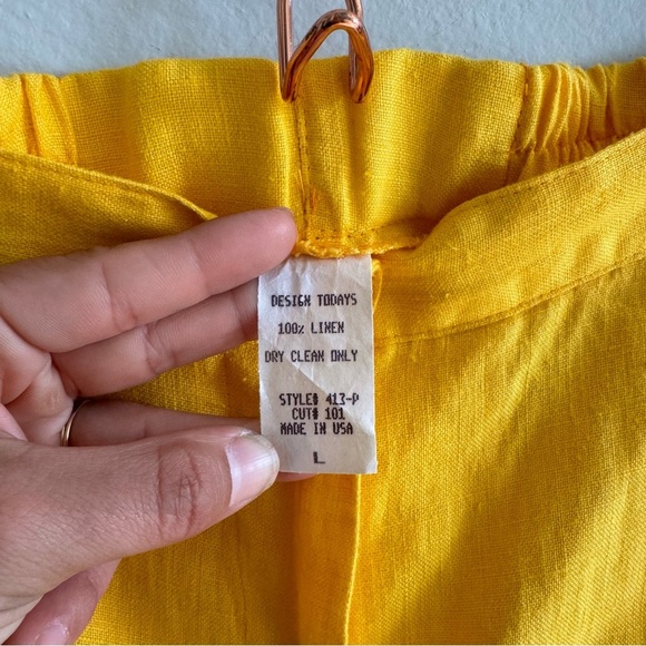 Vintage Design Todays Made in USA 100% Linen Yellow Blazer Trouser Suit Large - Picture 5 of 16